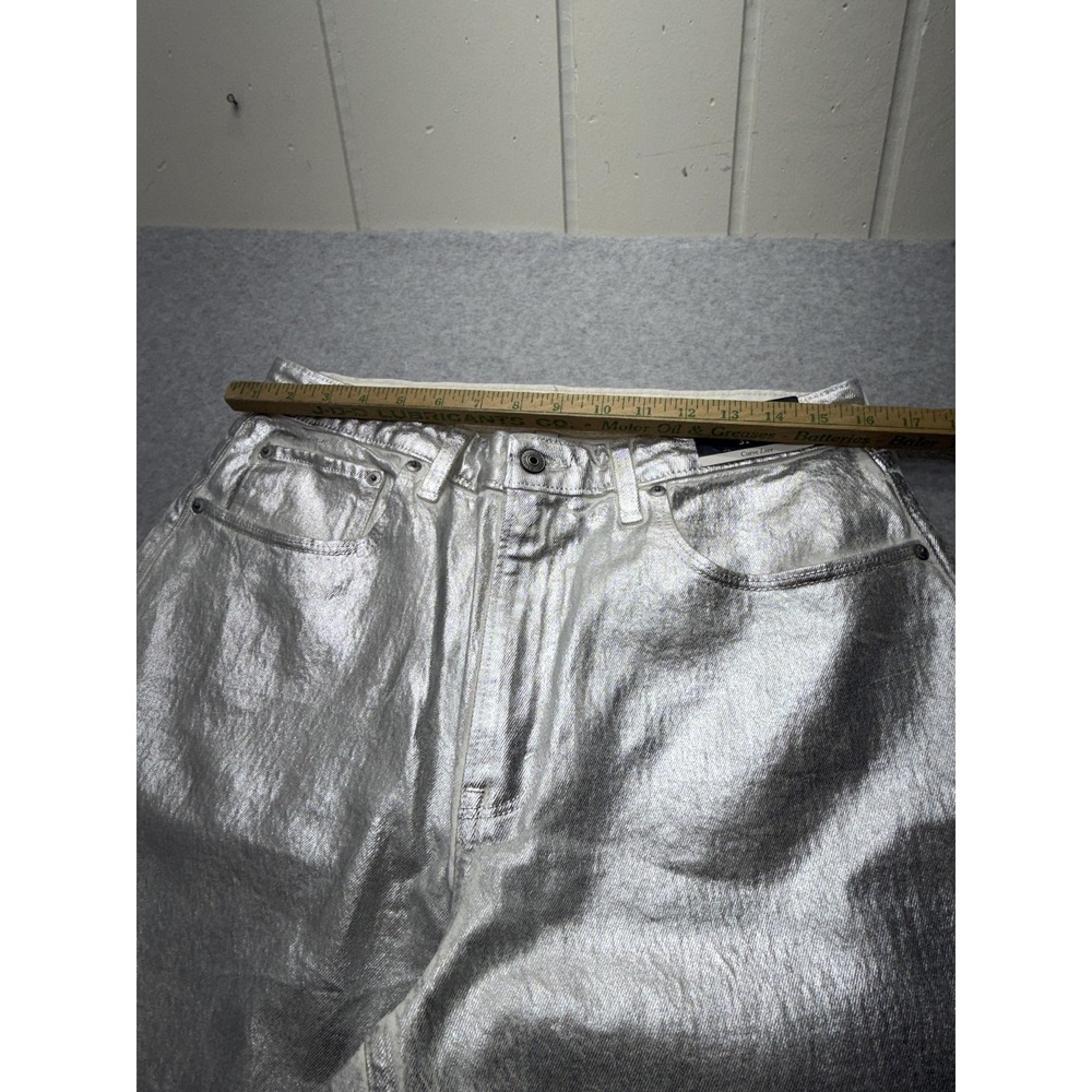 Abercrombie & Fitch 90s Relaxed High Rise Jeans Womens 31 12R Silver Metallic - Picture 6 of 15